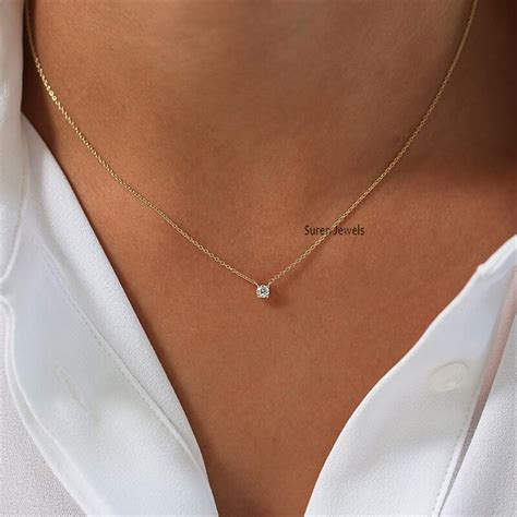 etsy diamond solitaire necklace